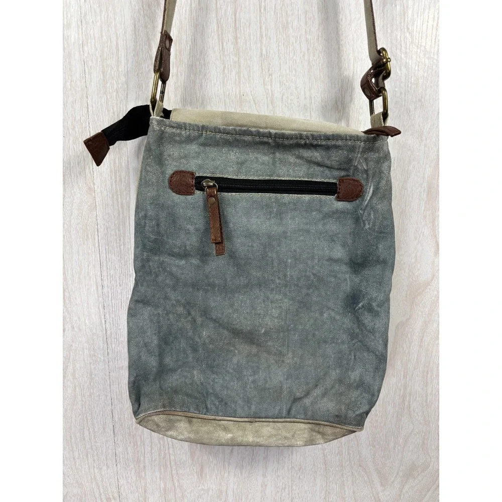 Mona B Identified Crossbody Bag Upcycled Canvas Military Tent Sustainable Boho